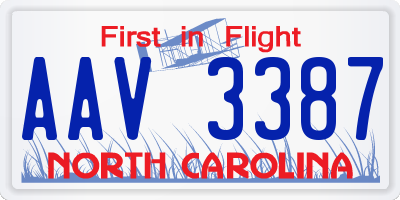 NC license plate AAV3387