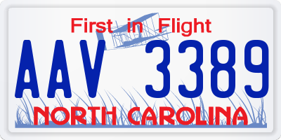 NC license plate AAV3389