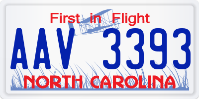 NC license plate AAV3393