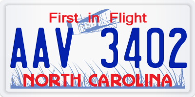 NC license plate AAV3402