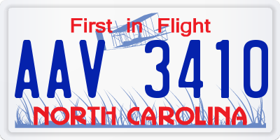 NC license plate AAV3410