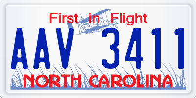 NC license plate AAV3411