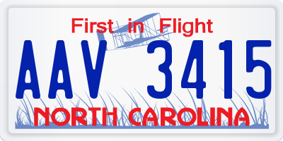 NC license plate AAV3415
