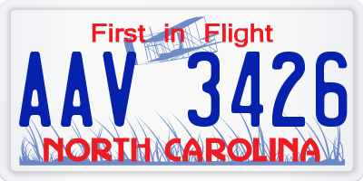 NC license plate AAV3426