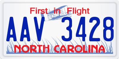 NC license plate AAV3428
