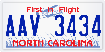 NC license plate AAV3434