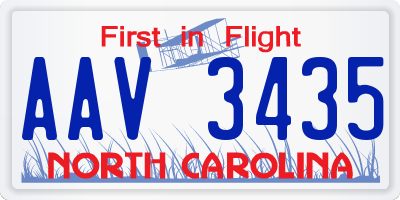 NC license plate AAV3435