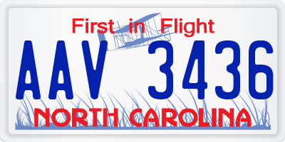 NC license plate AAV3436