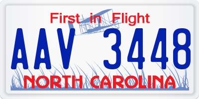 NC license plate AAV3448