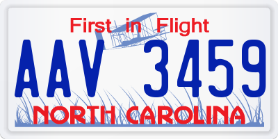 NC license plate AAV3459