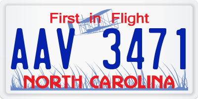 NC license plate AAV3471