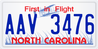 NC license plate AAV3476