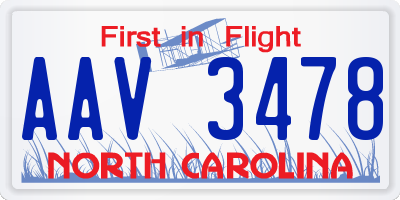 NC license plate AAV3478