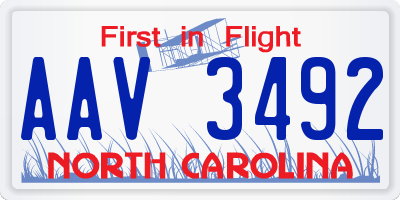 NC license plate AAV3492