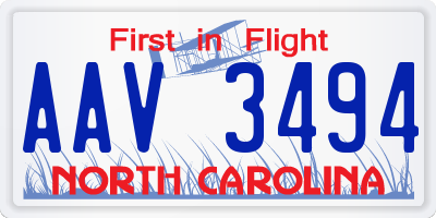 NC license plate AAV3494