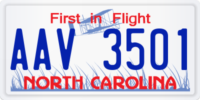 NC license plate AAV3501
