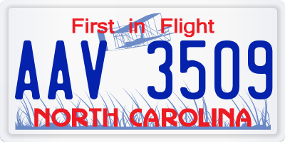 NC license plate AAV3509