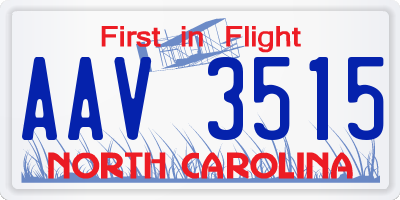 NC license plate AAV3515