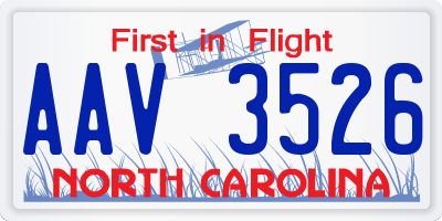 NC license plate AAV3526