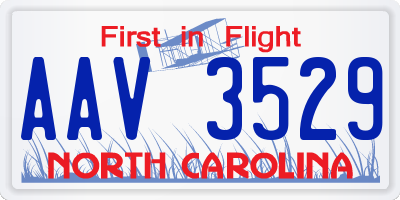 NC license plate AAV3529