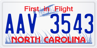 NC license plate AAV3543