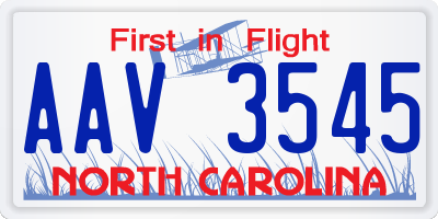 NC license plate AAV3545