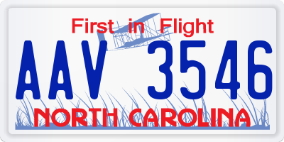NC license plate AAV3546