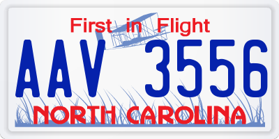 NC license plate AAV3556