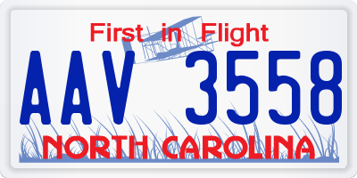 NC license plate AAV3558