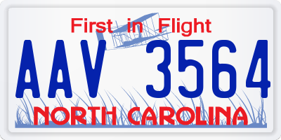 NC license plate AAV3564