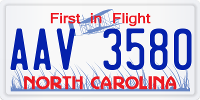 NC license plate AAV3580