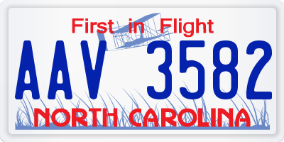 NC license plate AAV3582