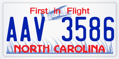 NC license plate AAV3586