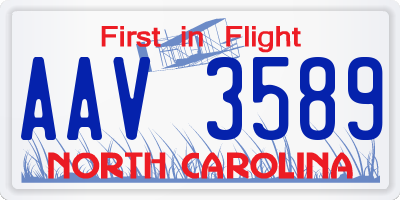 NC license plate AAV3589