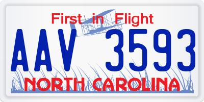 NC license plate AAV3593