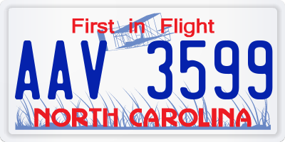 NC license plate AAV3599
