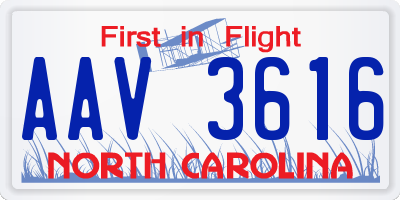 NC license plate AAV3616