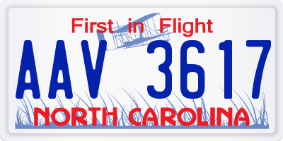 NC license plate AAV3617