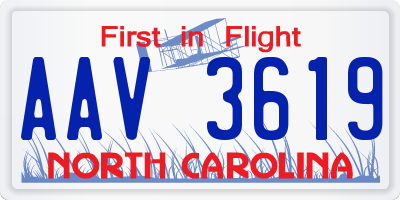 NC license plate AAV3619