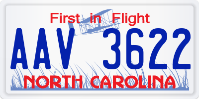 NC license plate AAV3622