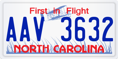 NC license plate AAV3632