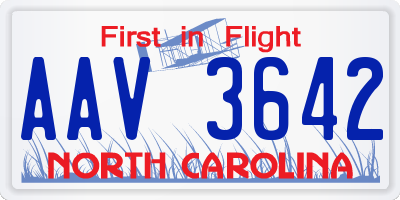 NC license plate AAV3642
