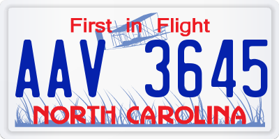 NC license plate AAV3645