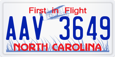 NC license plate AAV3649