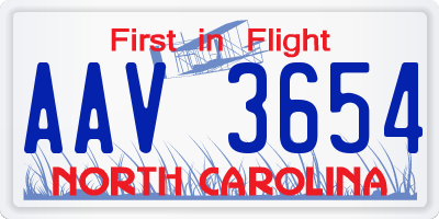 NC license plate AAV3654