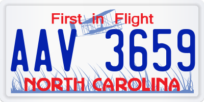 NC license plate AAV3659