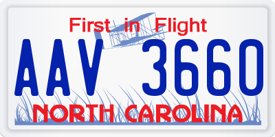 NC license plate AAV3660