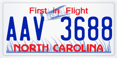 NC license plate AAV3688