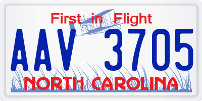 NC license plate AAV3705