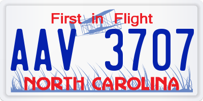 NC license plate AAV3707